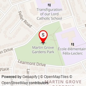 Martin Grove Gardens Park on , Toronto Ontario - location map