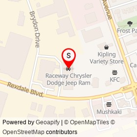 Raceway Chrysler Dodge Jeep Ram on Rexdale Boulevard, Toronto Ontario - location map