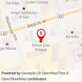British Isles Shoppe on Bayly Street West, Ajax Ontario - location map