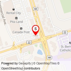 Mucho Burrito on Bayly Street West, Ajax Ontario - location map