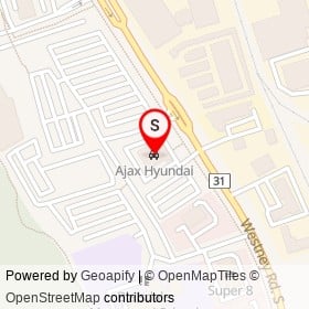 Ajax Hyundai on Westney Road South, Ajax Ontario - location map
