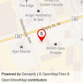 Burger King on Bayly Street West, Ajax Ontario - location map