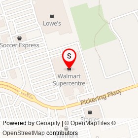 Walmart Supercenter on Brock Road, Pickering Ontario - location map