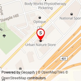Urban Nature Store on Kingston Road, Pickering Ontario - location map