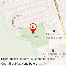 Woodsmere park on , Pickering Ontario - location map