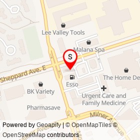 Tim Hortons on Sheppard Avenue East, Toronto Ontario - location map