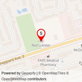 Red Lobster on Sheppard Avenue East, Toronto Ontario - location map