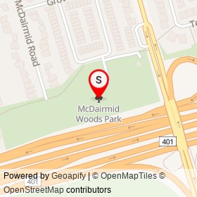 McDairmid Woods Park on , Toronto Ontario - location map