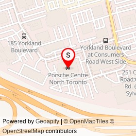 Porsche Centre North Toronto on Yorkland Boulevard, Toronto Ontario - location map