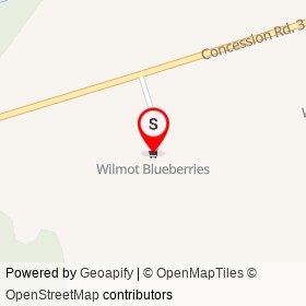 Wilmot Blueberries on Concession Road 3, Clarington Ontario - location map