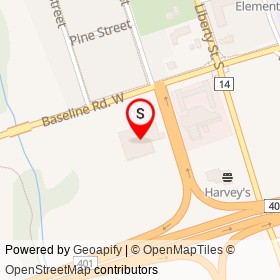 Peavey Mart on Baseline Road West, Clarington Ontario - location map