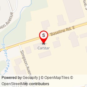 Carstar on Baseline Road East, Clarington Ontario - location map