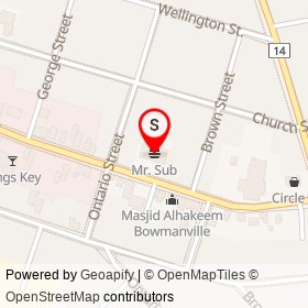 Mr. Sub on King Street East, Clarington Ontario - location map