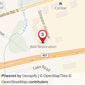 J&M Restoration on Simpson Avenue, Clarington Ontario - location map