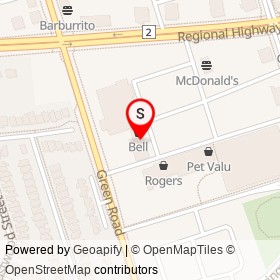 Pizza Nova on Green Road, Clarington Ontario - location map