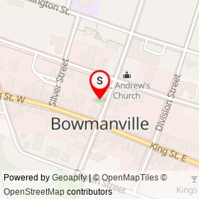 Bowmanville War Memorial on Temperance Street, Clarington Ontario - location map