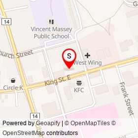 Free Topping PIzza on King Street East, Clarington Ontario - location map