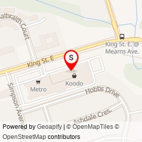 Coffee Time on King Street East, Clarington Ontario - location map