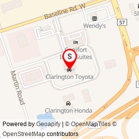 Clarington Toyota on Spicer Square, Clarington Ontario - location map