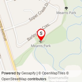 Mearns Park on Soper Creek Trail, Clarington Ontario - location map