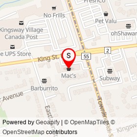 Mac's on King Street East, Oshawa Ontario - location map