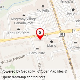 Oil Changers on King Street East, Oshawa Ontario - location map