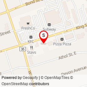 Jiffy Lube on King Street East, Oshawa Ontario - location map