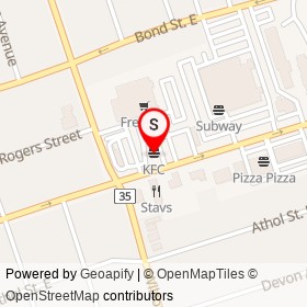 KFC on King Street East, Oshawa Ontario - location map