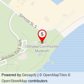 Oshawa Community Museum on Lakeview Park Pedestrian Path, Oshawa Ontario - location map
