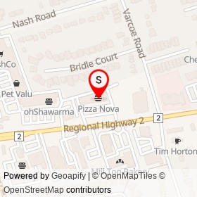 Pizza Nova on Regional Highway 2, Clarington Ontario - location map