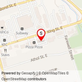 Pizza Hut on King Street East, Oshawa Ontario - location map