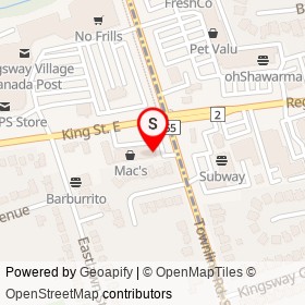 Pizza Pizza on King Street East, Oshawa Ontario - location map