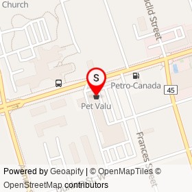 Pet Valu on Dundas Street West, Whitby Ontario - location map