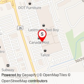 Quiznos on Thickson Road, Whitby Ontario - location map