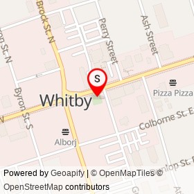 Whitby Cenotaph on Dundas Street East, Whitby Ontario - location map