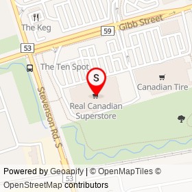 Real Canadian Superstore on Stevenson Road South, Oshawa Ontario - location map