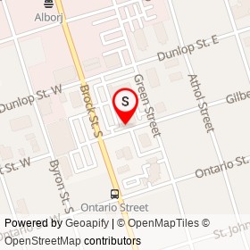 Pizzaville on Gilbert Street East, Whitby Ontario - location map