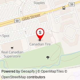 Canadian Tire on Gibb Street, Oshawa Ontario - location map