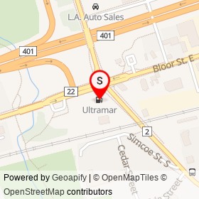 Ultramar on Bloor Street West, Oshawa Ontario - location map