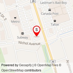 Taco Bell on Nichol Avenue, Whitby Ontario - location map