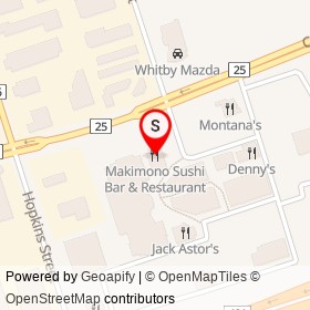 Makimono Sushi Bar & Restaurant on Consumers Drive, Whitby Ontario - location map