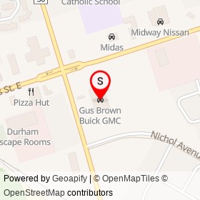 Gus Brown Buick GMC on Dundas Street East, Whitby Ontario - location map