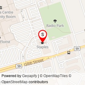 Staples on Gibb Street, Oshawa Ontario - location map