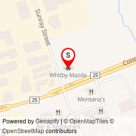 Whitby Mazda on Sunray Street, Whitby Ontario - location map