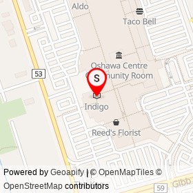 Indigo on Lower Level, Oshawa Ontario - location map