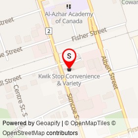 Kwik Stop Convenience & Variety on Simcoe Street South, Oshawa Ontario - location map