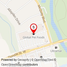 Global Pet Foods on Dundas Street West, Whitby Ontario - location map