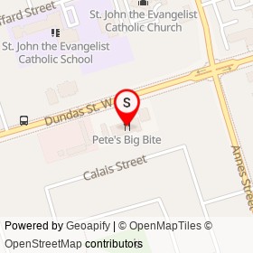 Pete's Big Bite on Dundas Street West, Whitby Ontario - location map