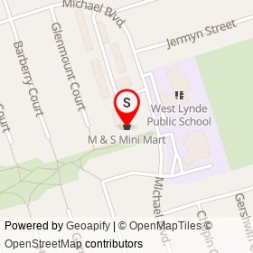 M & S Mini Mart on Michael Boulevard, Whitby Ontario - location map