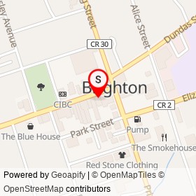 End of the Thread on Main Street, Brighton Ontario - location map